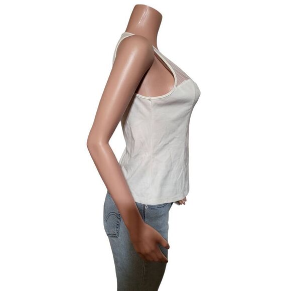 Ambience white sleeveless mesh top L - Picture 2 of 5